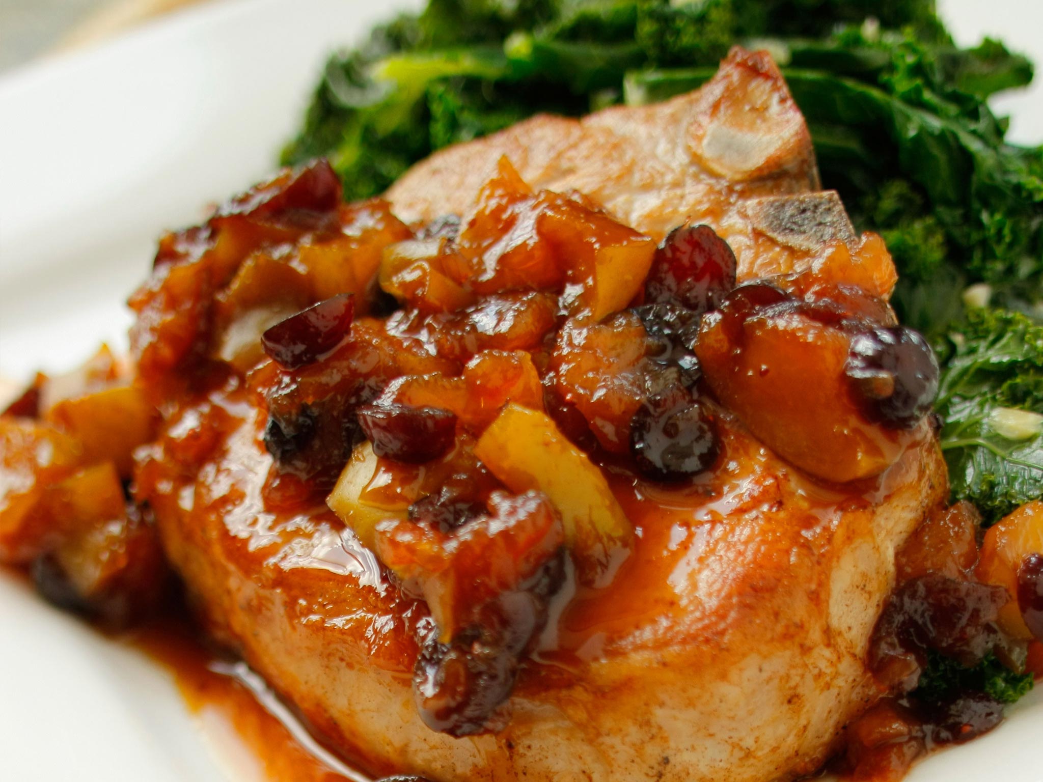 Recipe: <!-- -->Pork Chops with Cranberry-Pear Chutney<!-- --> | Whole Foods Market