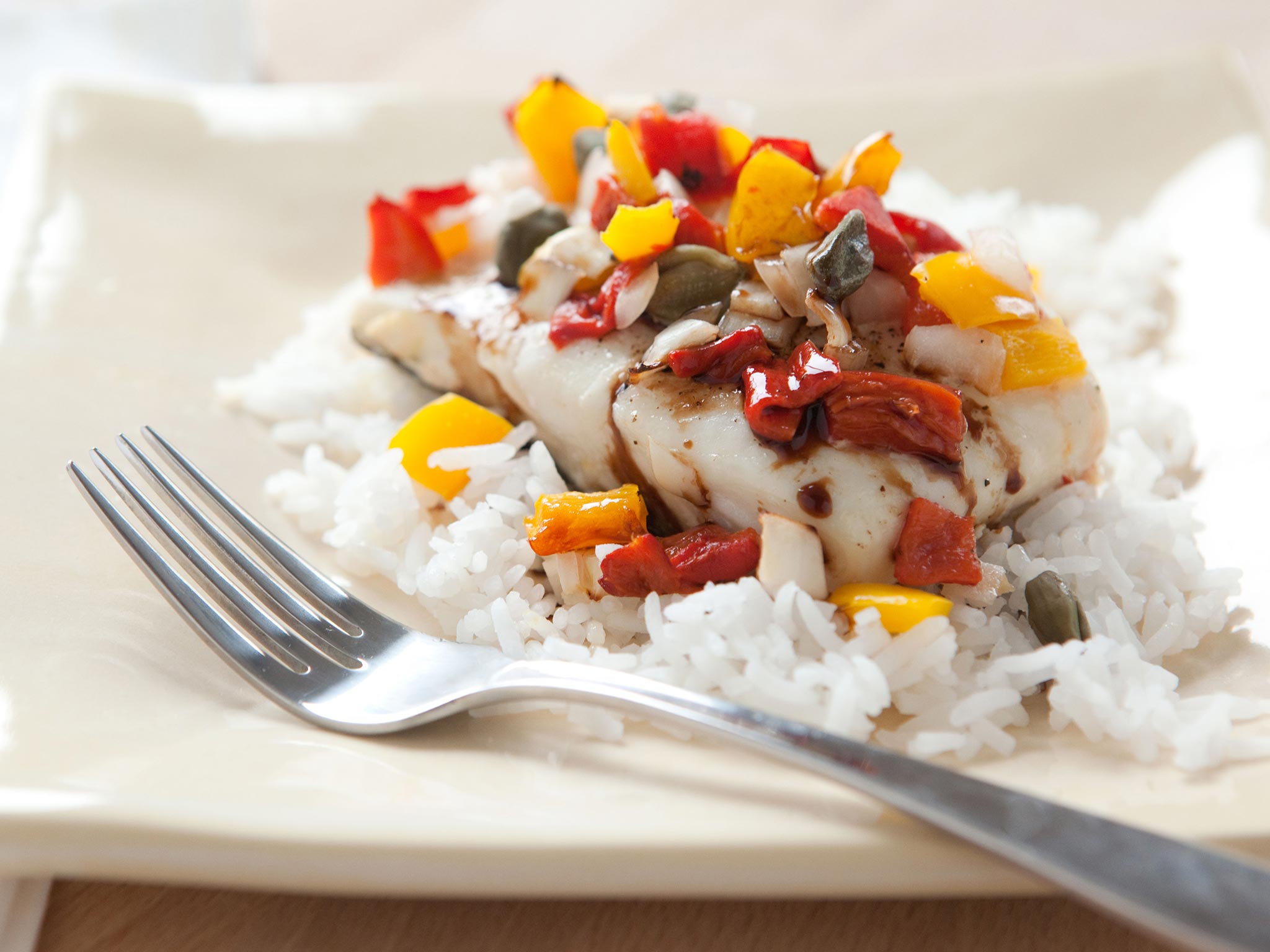 Recipe: <!-- -->Roasted Halibut with Piquillo Peppers<!-- --> | Whole Foods Market