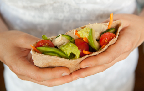 Quick Hummus and Vegetable Stuffed Pitas-image
