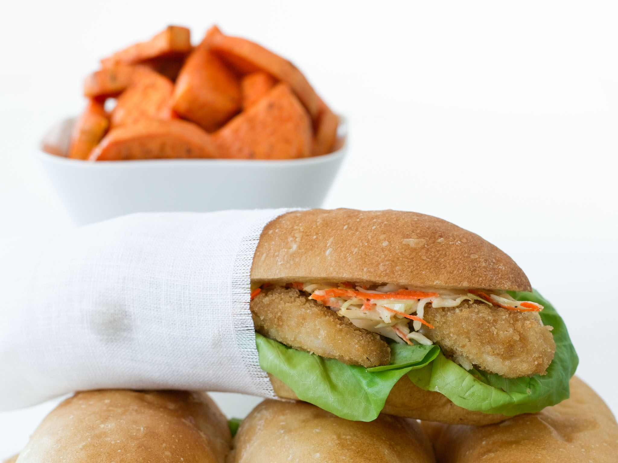 Recipe: <!-- -->Fish Po'Boys with Tartar Slaw and Sweet Potato Fries<!-- --> | Whole Foods Market