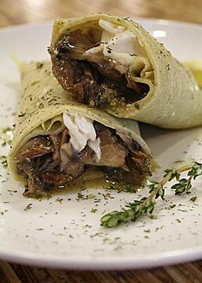 Recipe: <!-- -->Brunch Crêpes with Mushrooms, Pesto and Brillat Savarin Cheese<!-- --> | Whole Foods