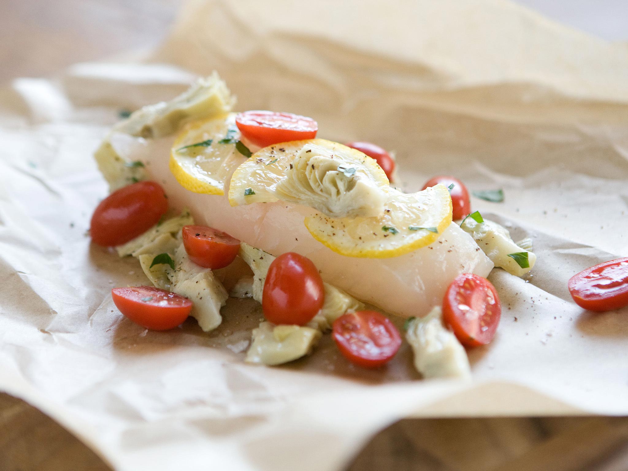 Recipe: <!-- -->Halibut with Artichokes and Tomatoes<!-- --> | Whole Foods Market
