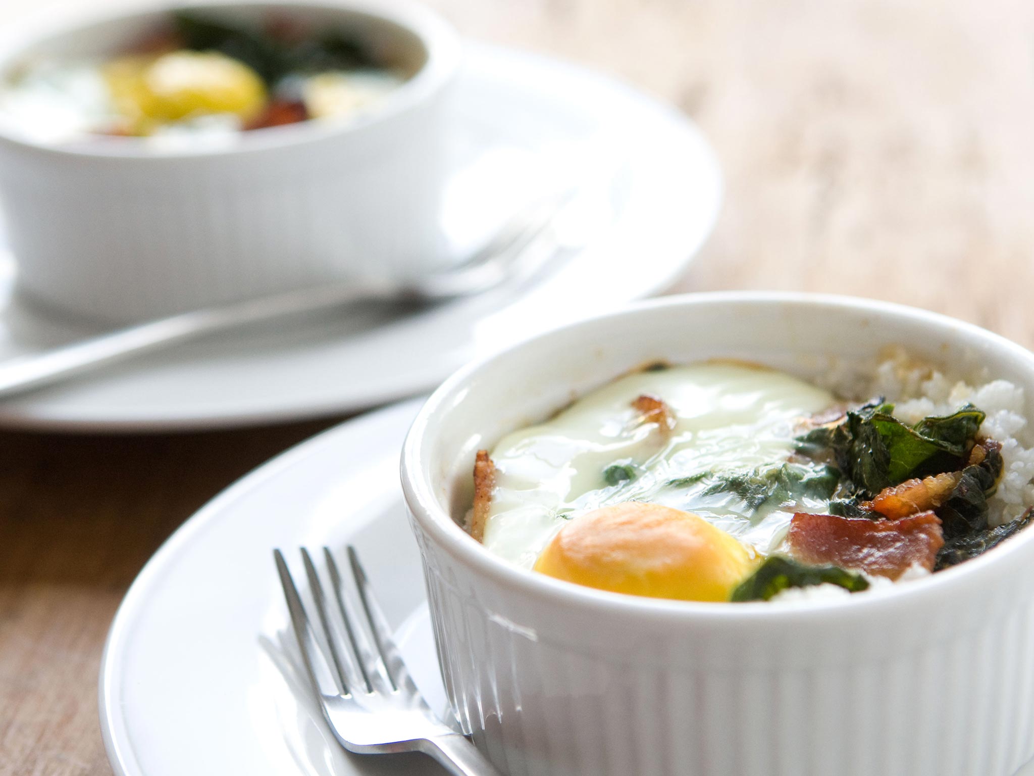 Recipe: <!-- -->Southern-Style Baked Eggs with Grits and Collard Greens<!-- --> | Whole Foods Market
