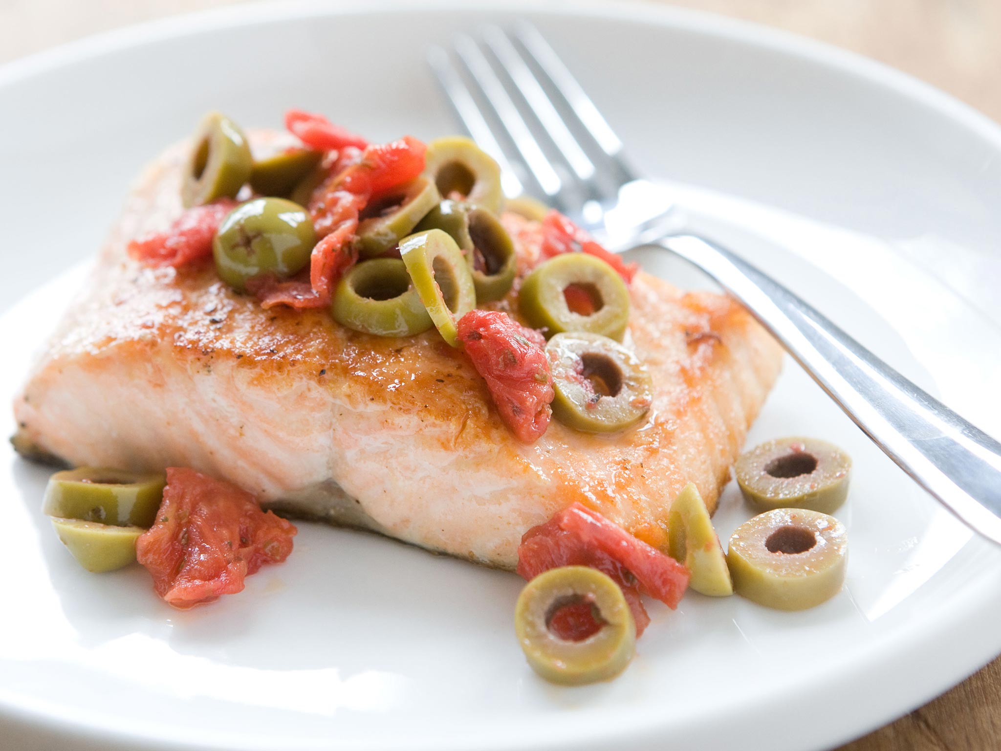 Recipe: <!-- -->Salmon with Tomato-Olive Topping<!-- --> | Whole Foods Market