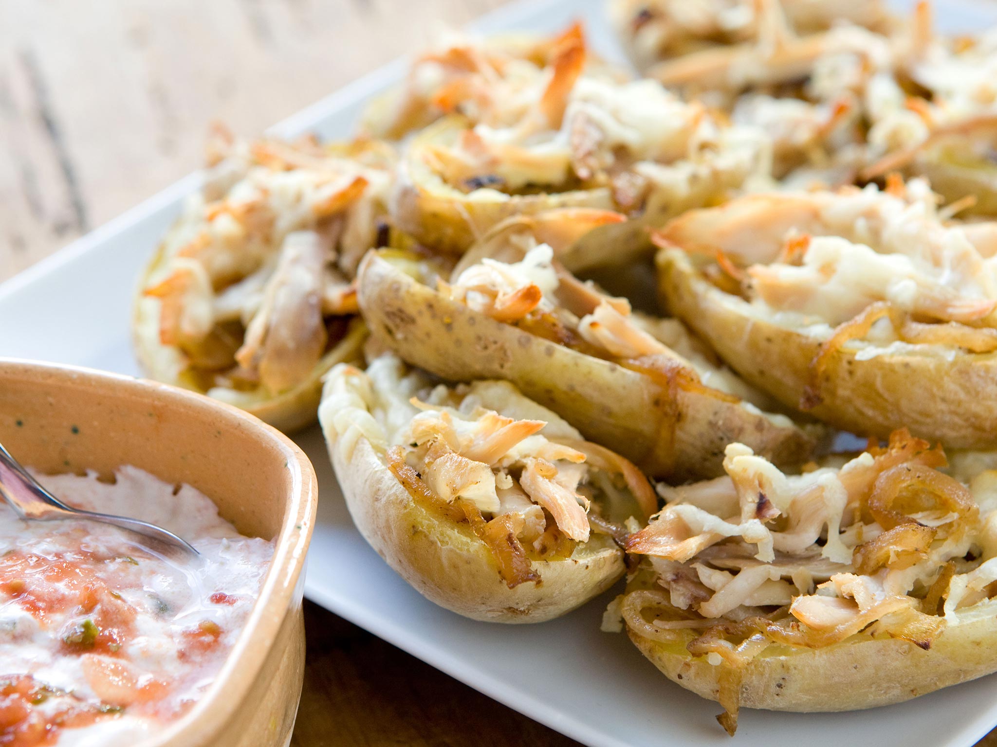 Recipe: <!-- -->Stuffed Potato Skins with Roasted Chicken<!-- --> | Whole Foods Market