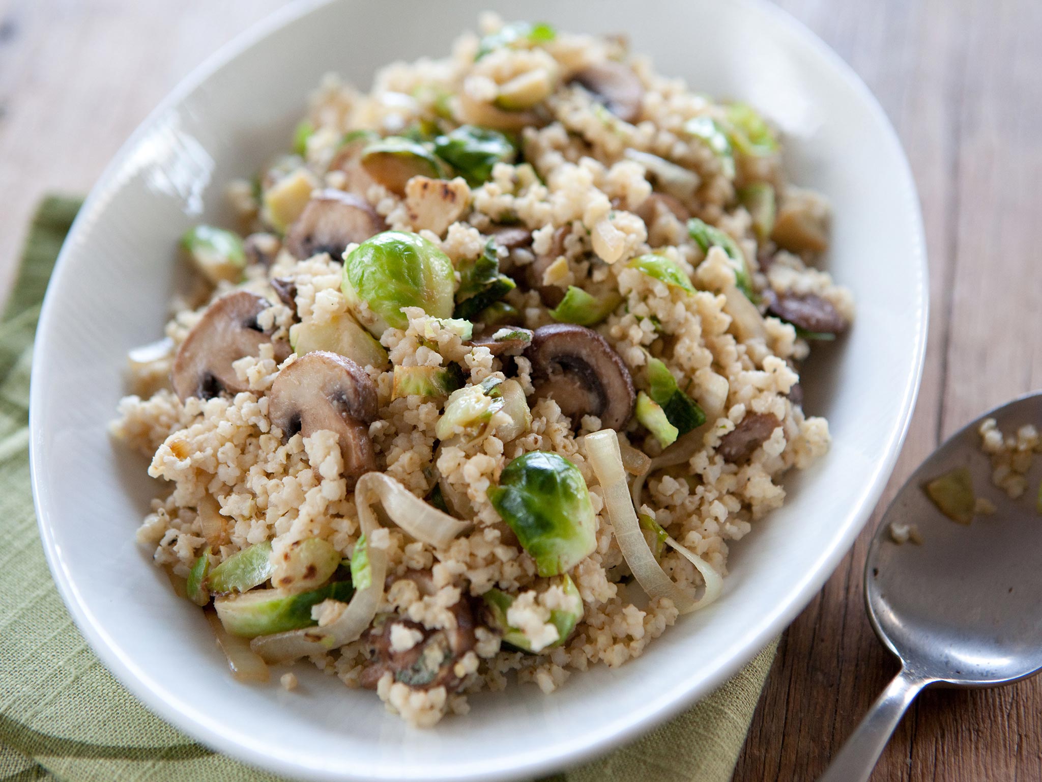 Recipe Warm Millet Salad with Brussels Sprouts, Creamed Mushrooms and