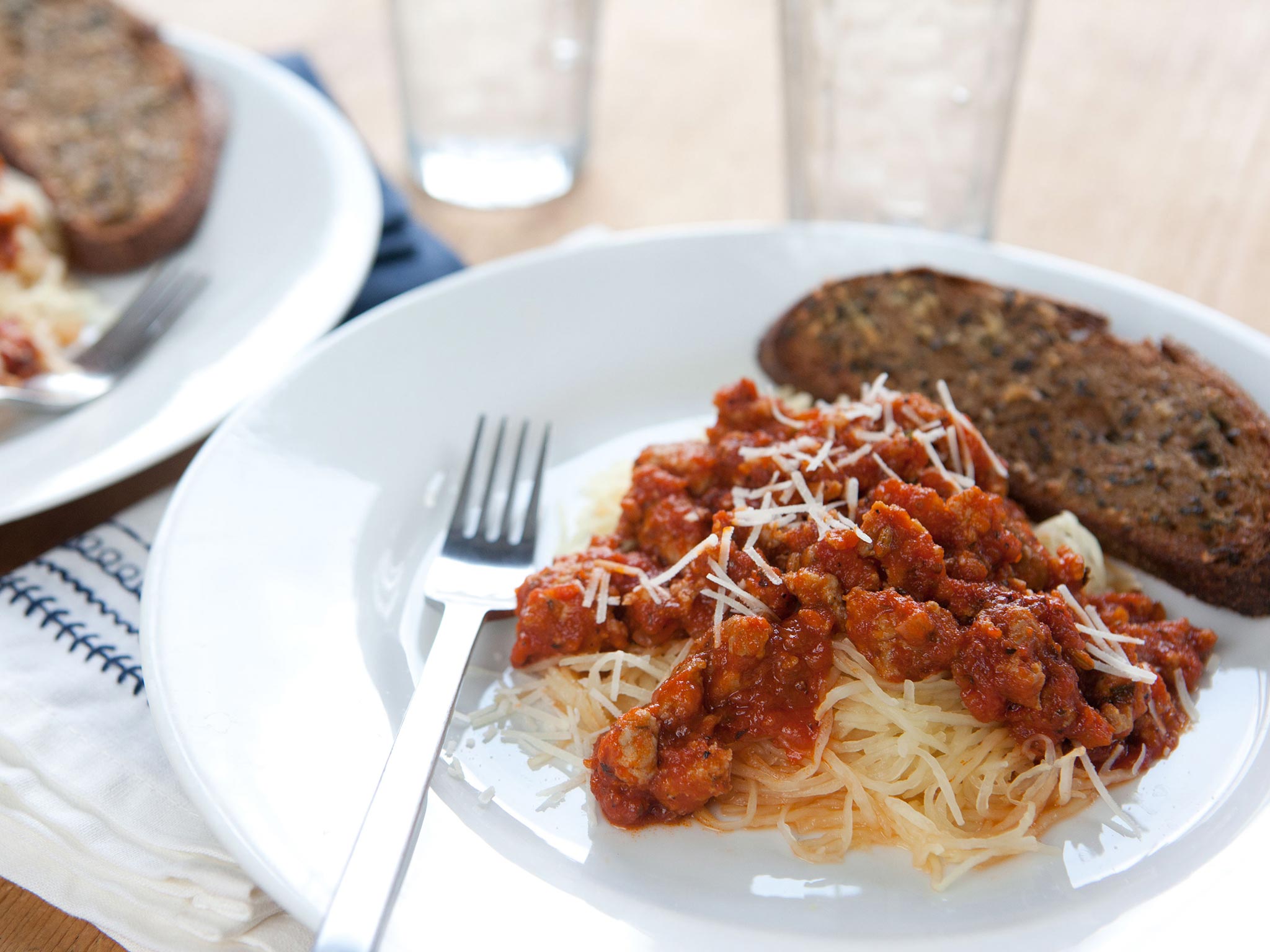 Recipe: <!-- -->Spaghetti Squash Marinara with Italian Sausage and Garlic Bread<!-- --> | Whole Food