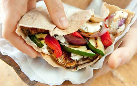 Grilled Veggie and Goat Cheese Pitas-image