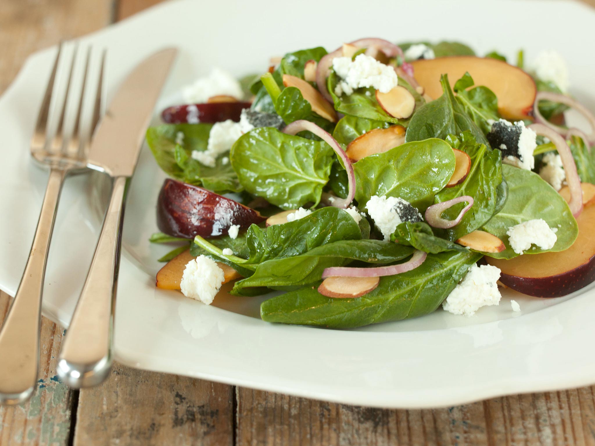 Recipe Spinach Salad with Plums and Goat Cheese Whole Foods Market