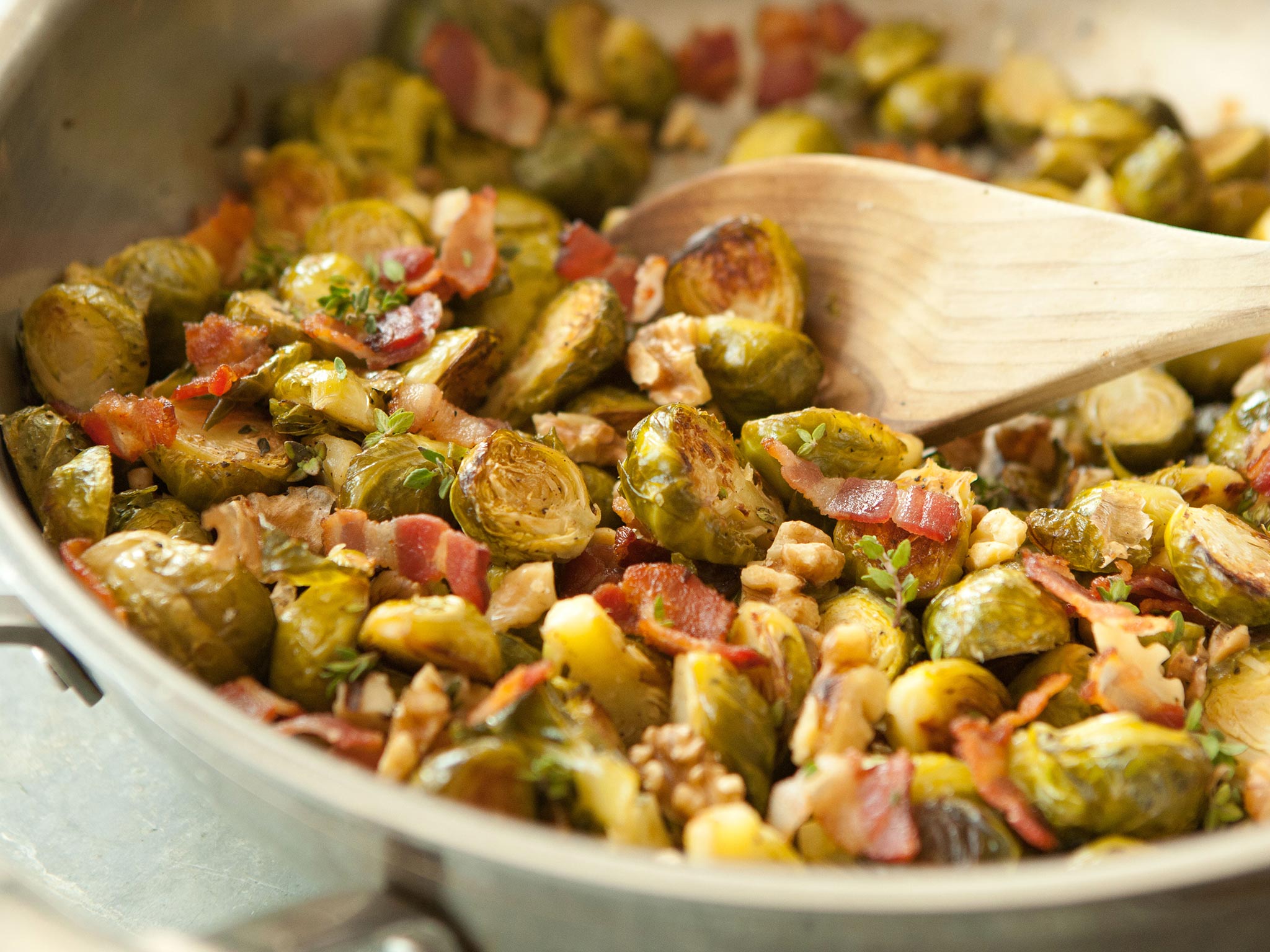 Recipe Roasted Brussels Sprouts with Walnuts and Crispy Bacon Whole
