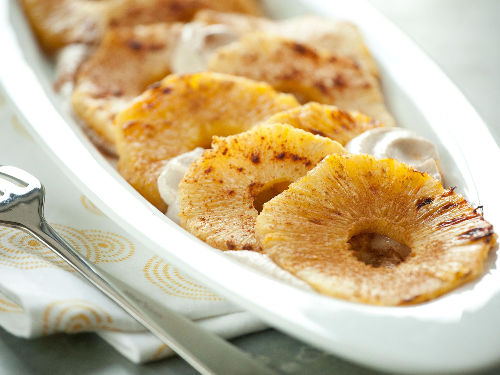 Recipe Cinnamon Roasted Pineapple with Macadamia Nut Cream Whole