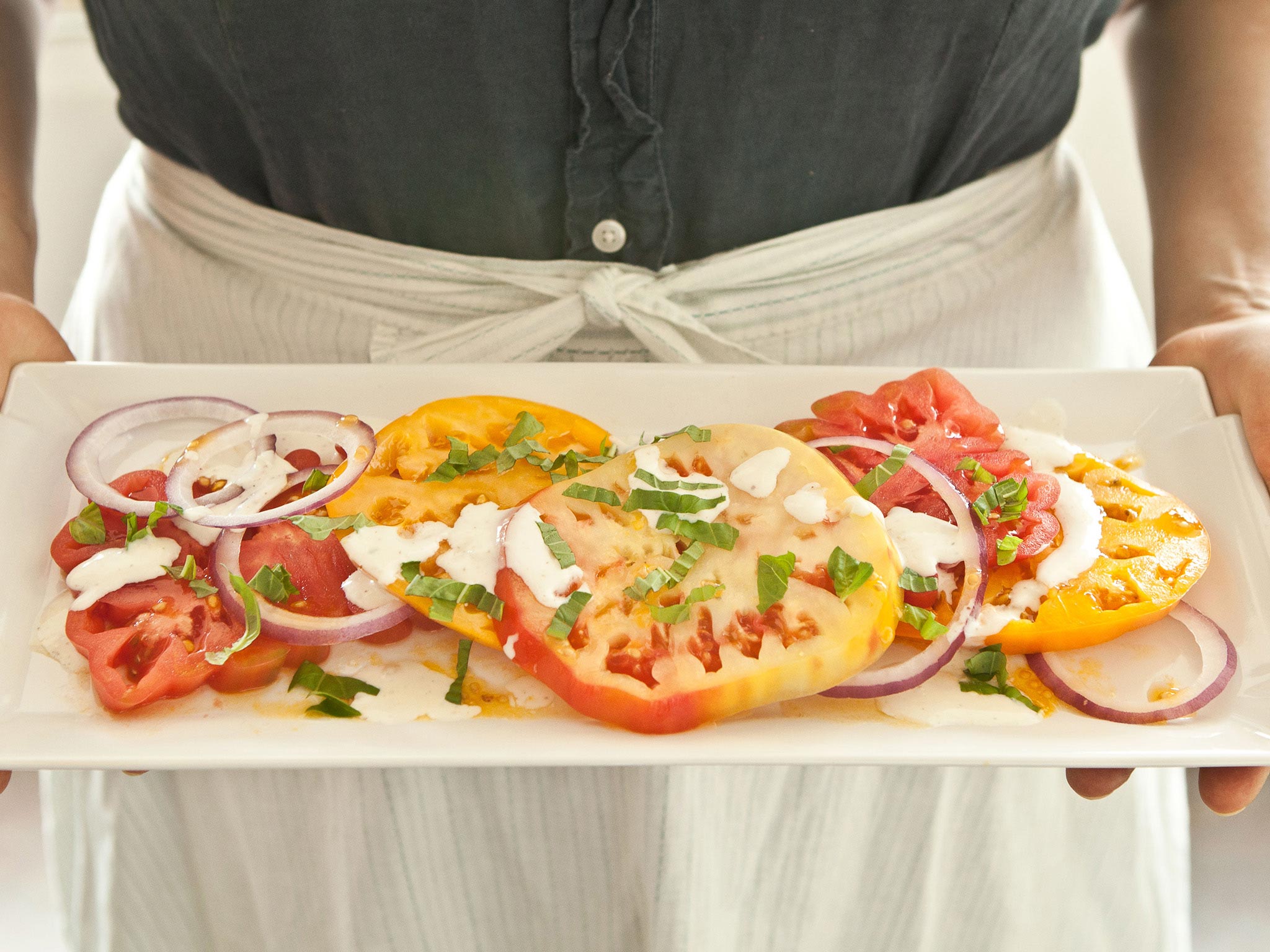 Recipe: <!-- -->Heirloom Tomato and Basil Salad with Buttermilk Dressing<!-- --> | Whole Foods Marke