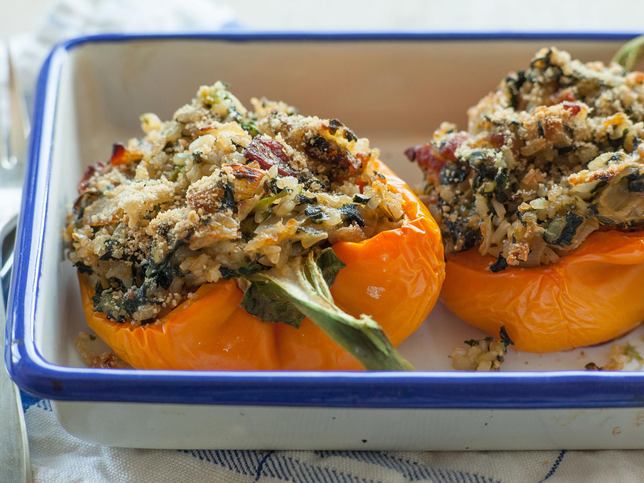 Recipe Spinach And Rice Stuffed Bell Peppers Whole Foods Market