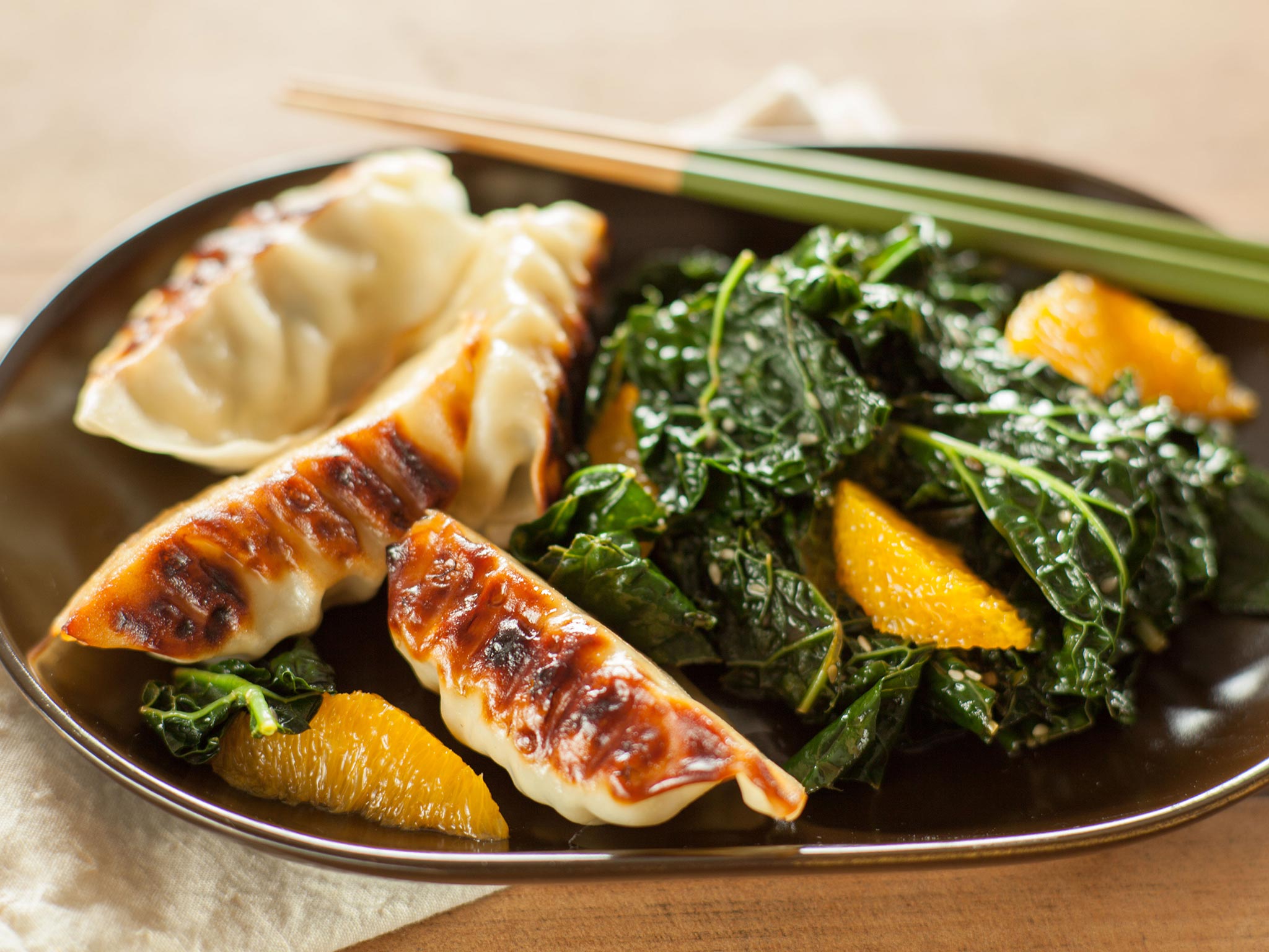 Recipe Sesame Orange Greens with Potstickers Whole Foods Market