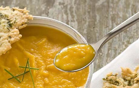 Recipe: <!-- -->Carrot, Apple and Ginger Soup with Cheese Crisps<!-- --> | Whole Foods Market