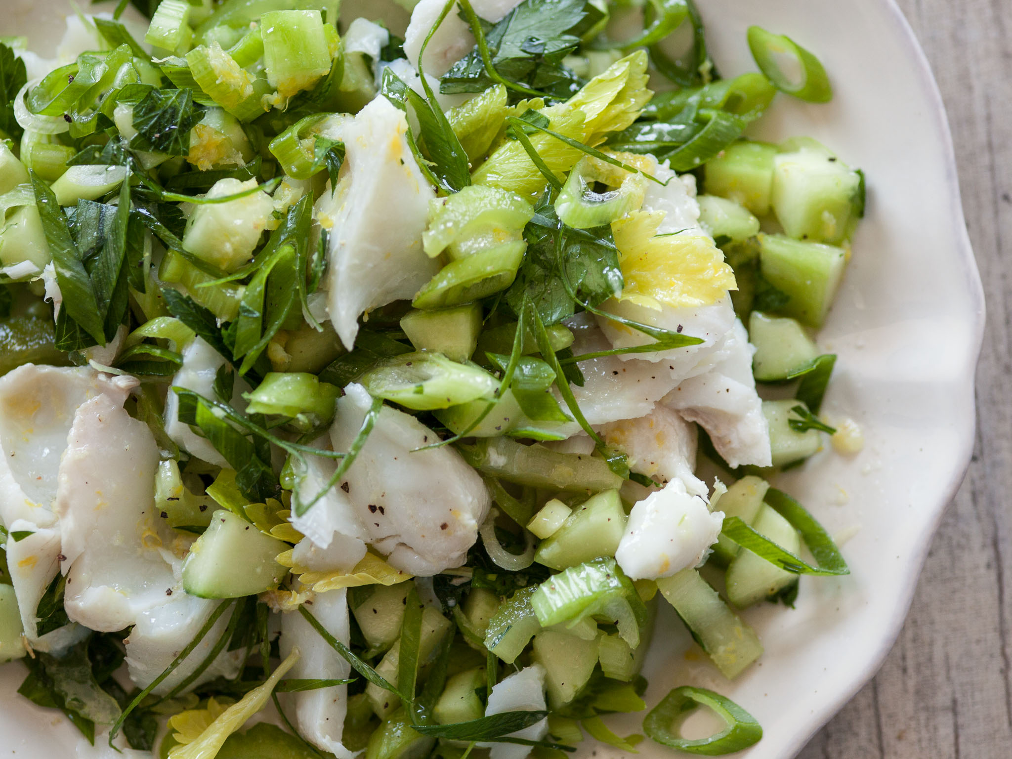 Recipe Halibut Salad with LemonGinger Vinaigrette Whole Foods Market