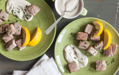 Recipe: <!-- -->Tuna Bites with Tahini-Yogurt Dipping Sauce<!-- --> | Whole Foods Market