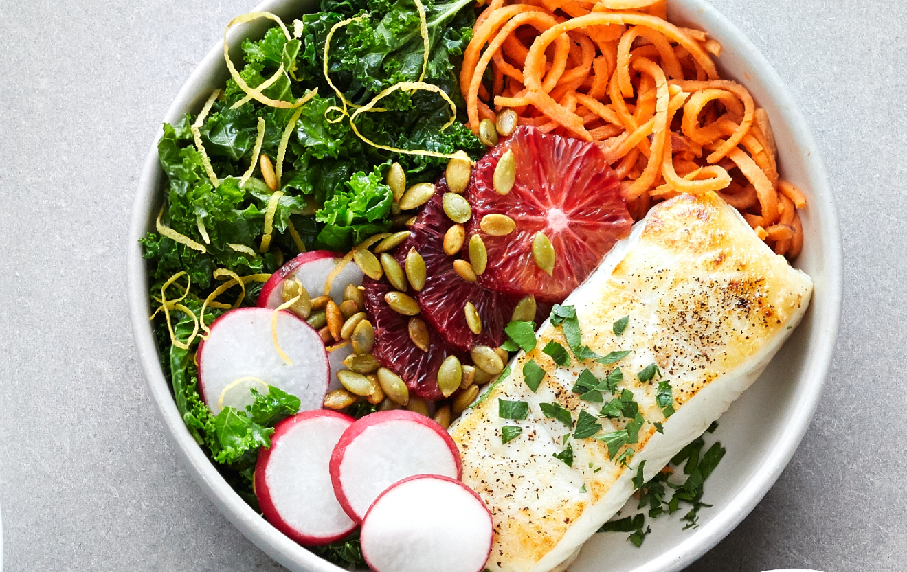 Sweet Potato Noodle Bowl with Halibut-image