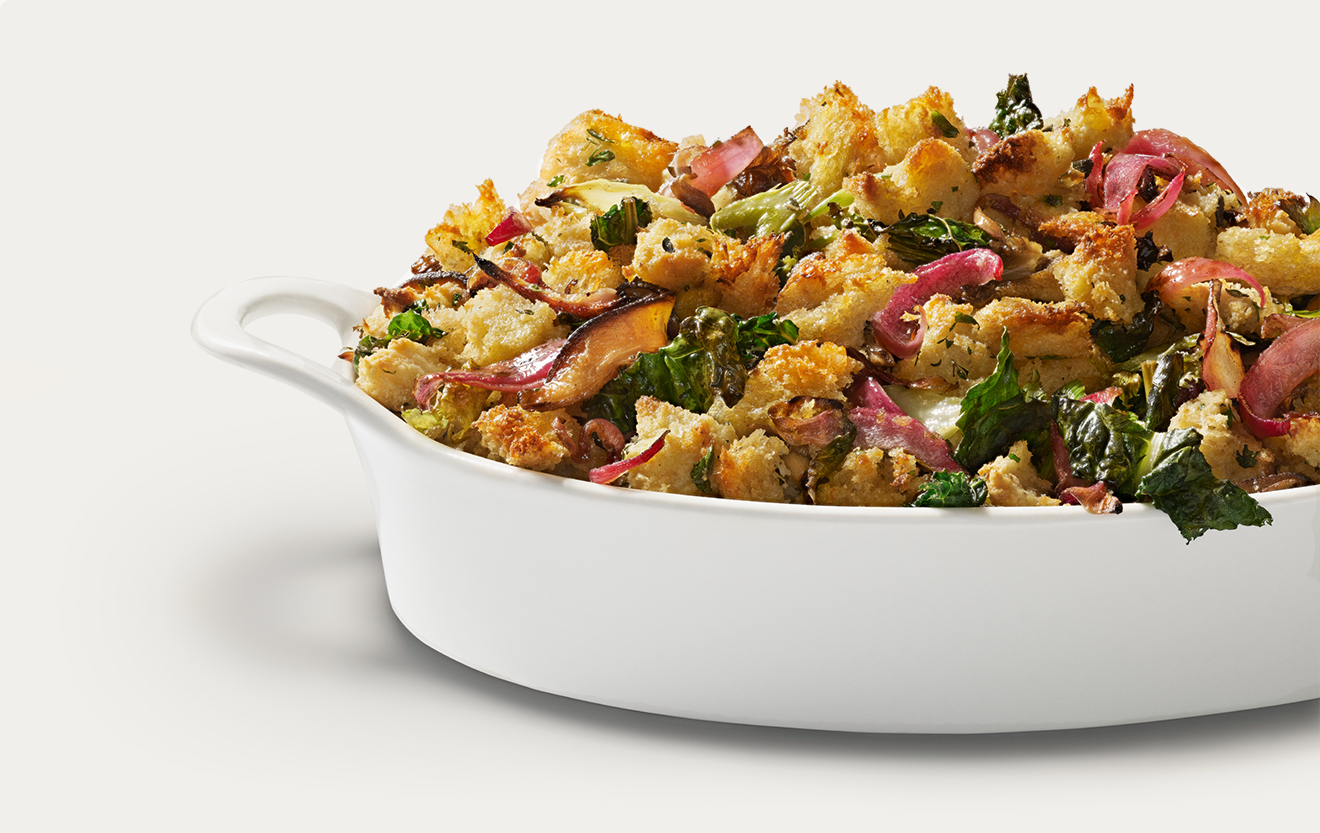 Recipe: <!-- -->Sourdough Stuffing with Oyster Mushrooms and Kale<!-- --> | Whole Foods Market