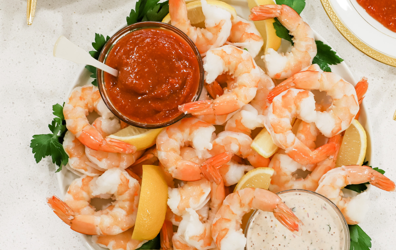 Recipe Shrimp Cocktail with Rémoulade and Mezcal Cocktail Sauces