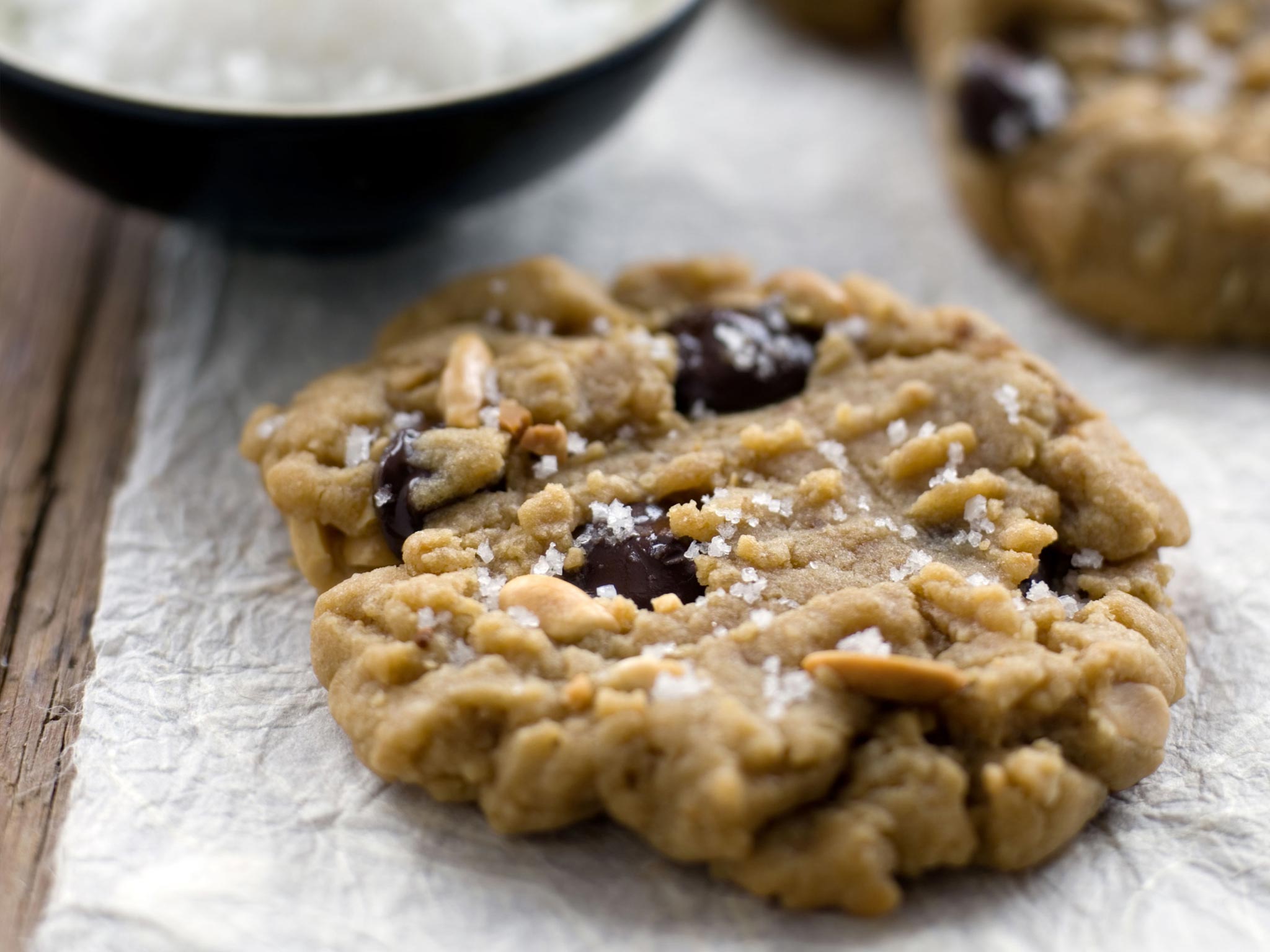 Recipe Chunky Peanut Butter Chocolate Chip Cookies with Fleur de Sel