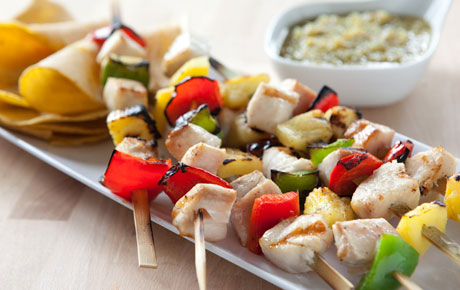 Mahi Mahi Pineapple Skewers with Tomatillo Salsa