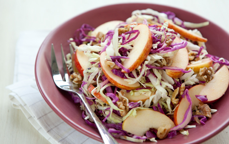 Cabbage Slaw with Gala Apples and Walnuts