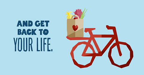 And get back to your life. with illustration of bike