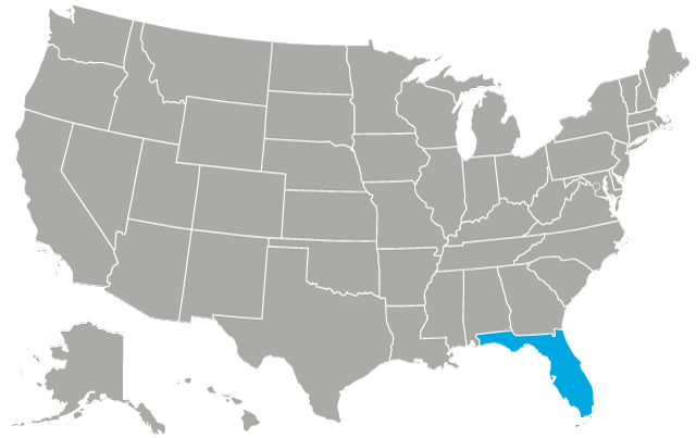 United States of America map, Florida only highlighted