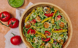 Gluten free veggie noodles with mini turkey meatballs